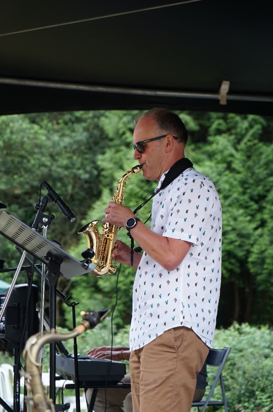 Andy with a very small sax, Highland Gathering '23