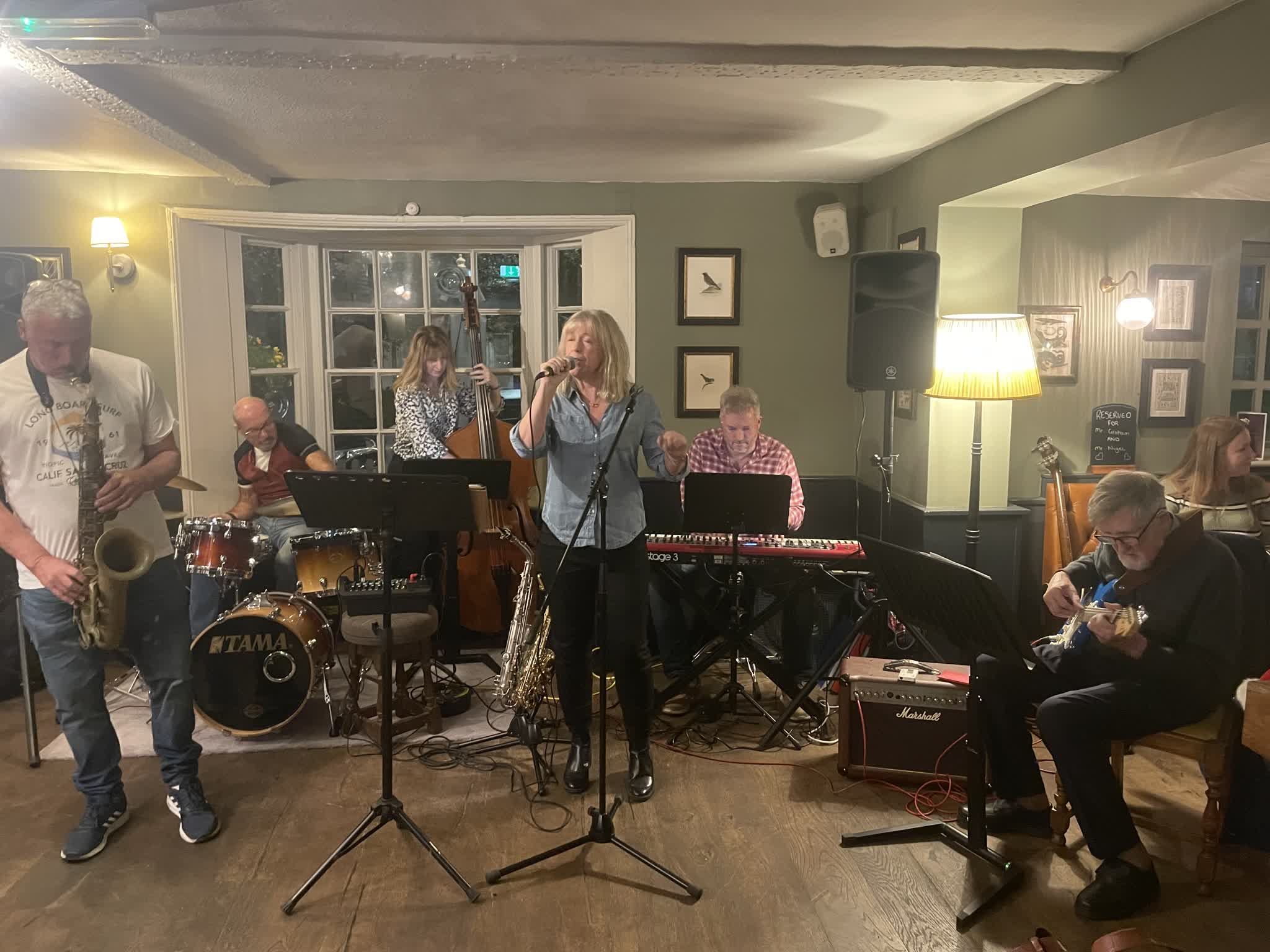 Bryony on vocals with the house band