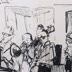 Sketch of the band at our Groove & Grill event at the Queens Head on 15 Mar 2025 (by Heather Bentley)